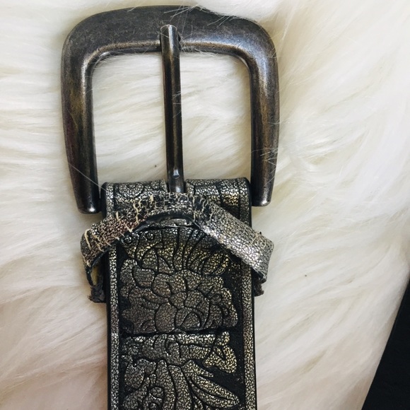 BELGO LUX Metallic Black Silver Floral Belt - Picture 11 of 16